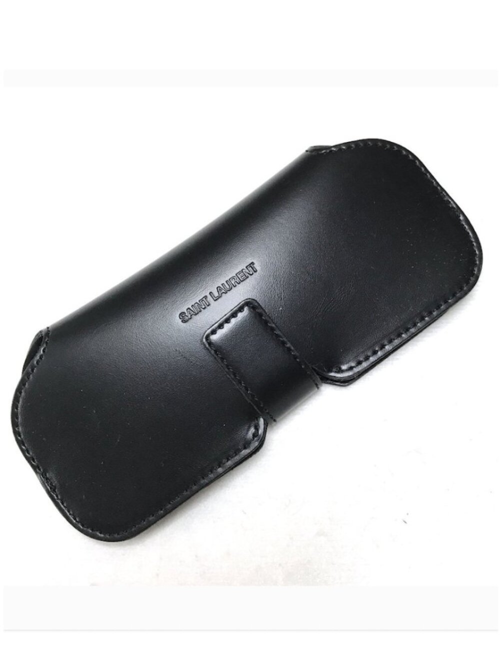 Auth Saint Laurent Leather Black glasses case cover